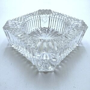 Vintage Antique Heavy Crystal Glass Hollywood Regency Style Sparkling Ashtray 4"